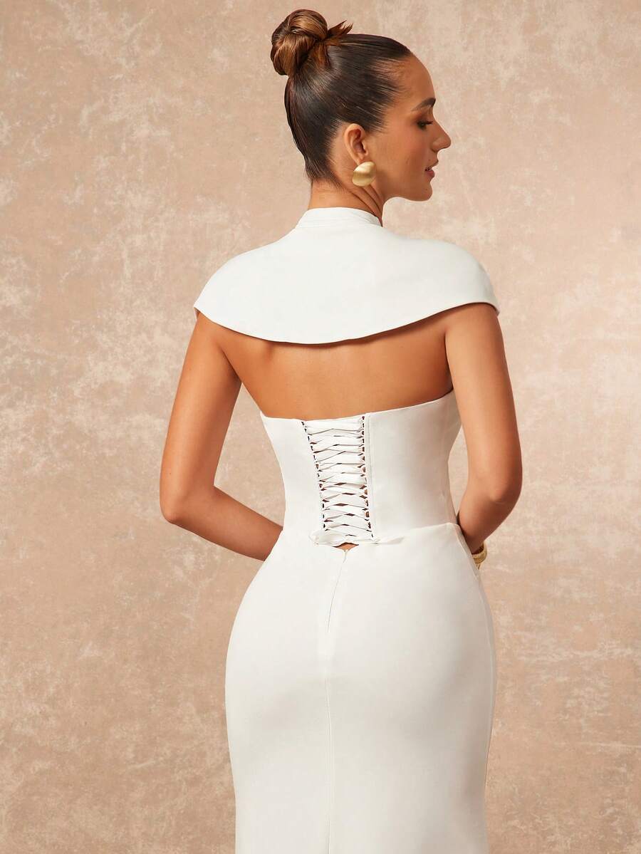 Lumalex Đầm xòe cổ cao tay ngắn hở lưng thắt eo thanh lịch cho nữ mùa xuân sớm. Đầm mùa xuân, trang phục đi nghỉ mát, sinh nhật, đám cưới, quà tặng ngày Valentine, trang phục lãng mạn ngày Valentine, tiệc tùng, kỳ nghỉ hè, trang phục đi biển, vẻ ngoài sang trọng, phong cách quý phái, sang trọng tĩnh lặng, dạ hội, tụ họp, tiệc tùng, trang phục kín đáo, phong cách cổ điển, lễ hội âm nhạc, đầm dự tiệc nhiều lớp, đầm mùa xuân thanh lịch cho nữ.