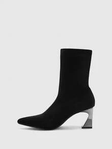 CUCCOO BIZCHIC Women's Fashion Versatile Pointed Toe High Heel Ankle Boots - Black - View 10
