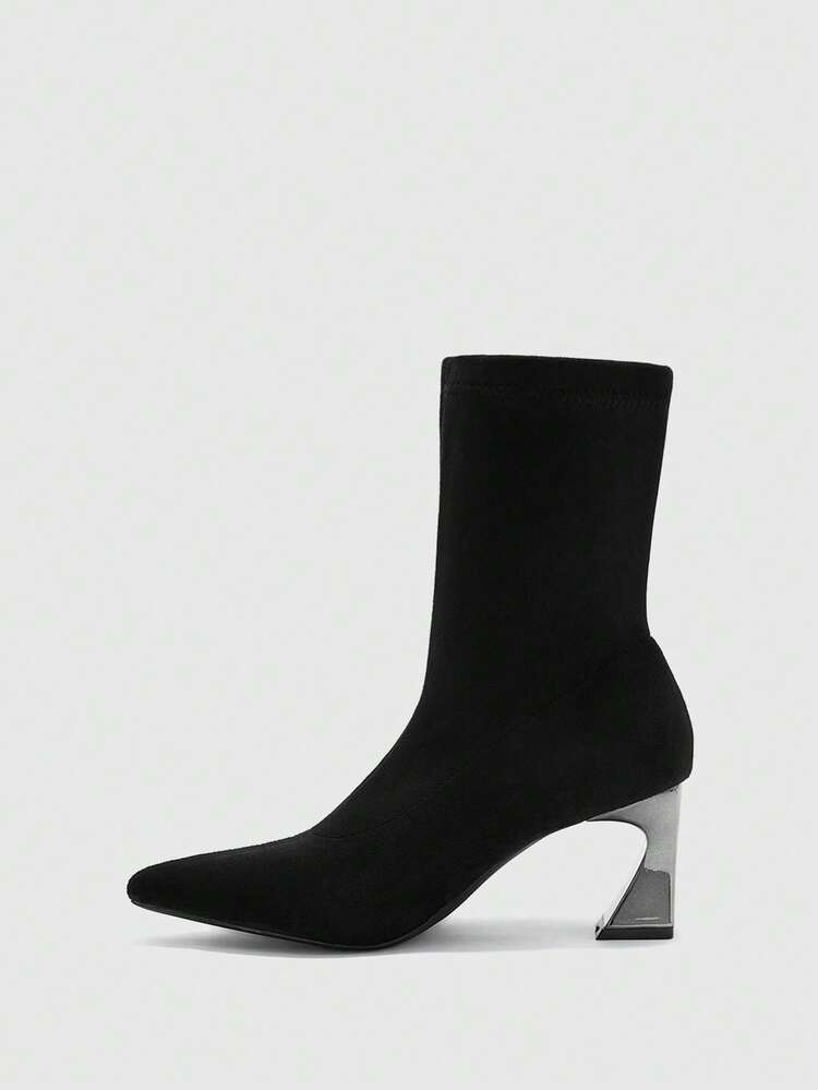 CUCCOO BIZCHIC Botines de tacón alto de punta fina y versátiles para mujer