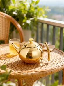 1pc Stainless Steel Tea Kettle With Filter - Induction Cooker Compatible - Silvery/Golden Finish - Perfect For Coffee And Tea Lovers - Hotel Quality - Drinkware And Tea Accessories - متعدد الألوان - مشاهدة 6