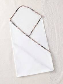 Newborn Baby Pajamas-4 Piece Pajama Set White Plaid Trim Collared Long Sleeve Footed Romper Hat Bib Blanket Classic Elegant Gender Neutral Four Seasons Everyday Wear Special Occasion Holiday 2026 Must Have Premium Heirloom Quality Gift - White - View 3