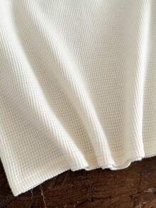 男童休闲日常通勤百搭纹理面料撞色条纹饰边短袖Polo衫，夏季 - 米色 - 查看 7