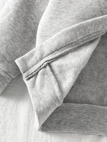 SHEIN Conjunto de 2 piezas de sudadera con capucha y pantalones rosados con bordado, suaves y cómodos para bebé niña, para otoño/invierno - Gris - Ver 3