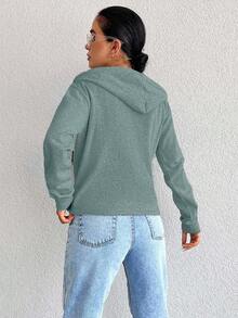 EURMUSE 100% bawełny damska bluza z kapturem i ściągaczem, swobodna, zapinana na suwak