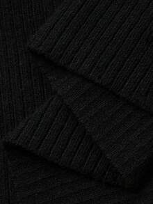 DAZY Lace Patchwork Waist Cinched Women Sweater Dress - Black - View 7