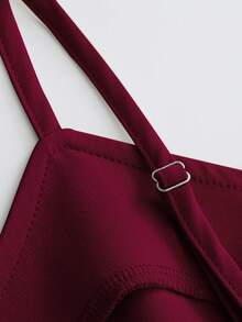 Franclia 休闲卡其色西装外套搭配无袖收腰直筒连衣裙，女士两件套套装，春秋季 - 中紫紅色 - 查看 3