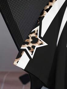 Betty Boop x SHEIN Plus Size Summer Casual Patchwork Leopard Print Cartoon Pattern Round Neck Short Sleeve T-Shirt - White - View 8