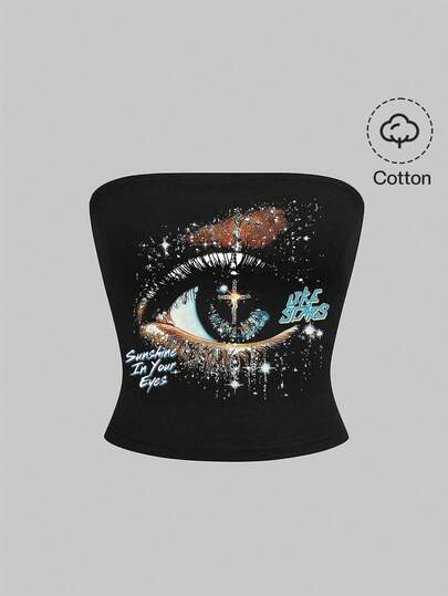 Grunge Punk Punk Glitzer Musik Festival schwarzes Bandeau-Top für Frauen