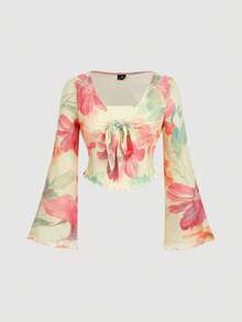 SHEIN MOD 大码女式印花上衣和半裙套装 - 彩色 - 查看 5