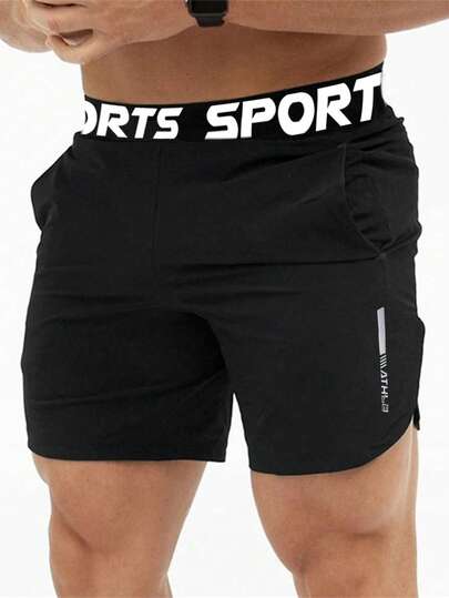 Manfinity Sport PWRUP Pantalones cortos deportivos para hombres, para correr, hacer ejercicio, uso casual al aire libre, pantalones cortos negros de sudadera