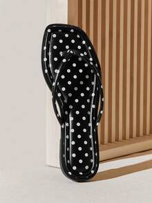 SHUZIA Women's Polka-Dot Rolled-Edge Cushion-Insole Black Flip-Flop Sandals – Cute, & Comfortable - Black - View 5