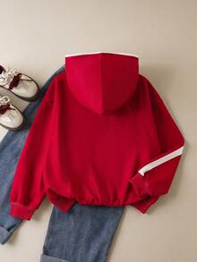 SHEIN How to Train Your Dragon 1pc Tween Girl Casual Dragon Print Zip Up Sweatshirt - Red - View 2