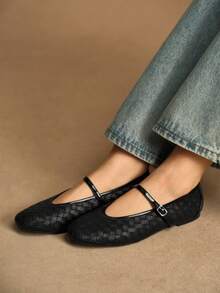 Rosivie 纯色时尚舒适百搭休闲平底鞋，适合日常通勤 - 黑色 - 查看 6