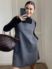 DAZY 女士基本款无袖迷你连衣裙，秋冬款