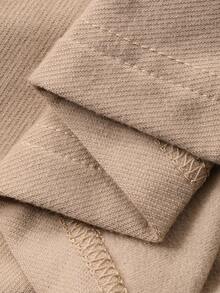 DAZY Women's Fuzzy Fur Collar Patchwork Oblique Shoulder Long Sleeve T-Shirt, Suitable For Autumn/Winter, New Year, Christmas Y2k - Khaki - View 3