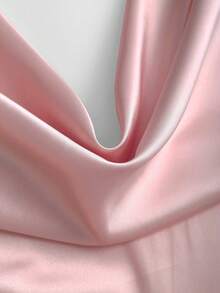 Sweetra Women's Solid Color Plunging Neckline Bow Tie Satin Camisole - Pink - View 4