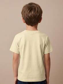 Playera para niño estilo urbano con estampado de cómic algodón suave corte holgado manga corta verano uso escolar y al aire libre playera - Albaricoque - Ver 3