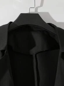 GlowEve CURVE 大码女式休闲不对称下摆卷袖西装外套 - 黑色 - 查看 6