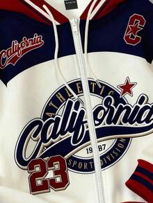 SHEIN EZwear 女士休闲街头风宽松卫衣，撞色设计，适合秋冬季穿着 - 彩色 - 查看 5