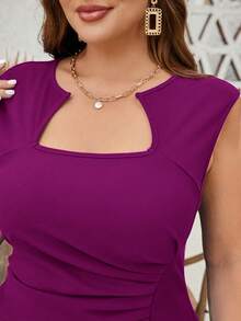 SHEIN Clasi Plus Size Ruched Fitted Mini Dress,Bodycon Dress,Purple Mini Dress - Red Violet - View 5