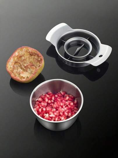1pc Stainless Steel Pomegranate Deseeder Tool, Pomegranate Cracker With Wooden Mallet, Fruit Flesh Separator Eating Fruit Tool