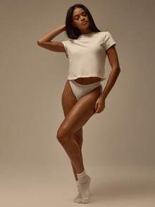 MUSERA ESSENTIALS 宽松短袖纯棉T恤，冬季舒适居家休闲必备单品，可爱百搭。 - 白色 - 查看 5