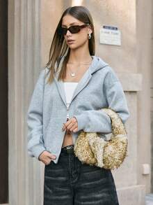 Viva Strut 女士手提包，女式单肩包，毛绒，时尚，可爱，简约，百搭，甜美酷女孩，辣妹，Y2K，青少年，秋冬季 - 彩色 - 查看 6