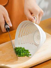 Zazumi 1set Multifunctional Hanging Double-Layer Drain Basket, Kitchen Fruit & Vegetable Washing Filter Basket, Practical Home Kitchen Essential - White - View 5