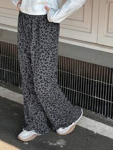 DAZY Teen Girl Casual Leopard Print Ruffle Hem Pants