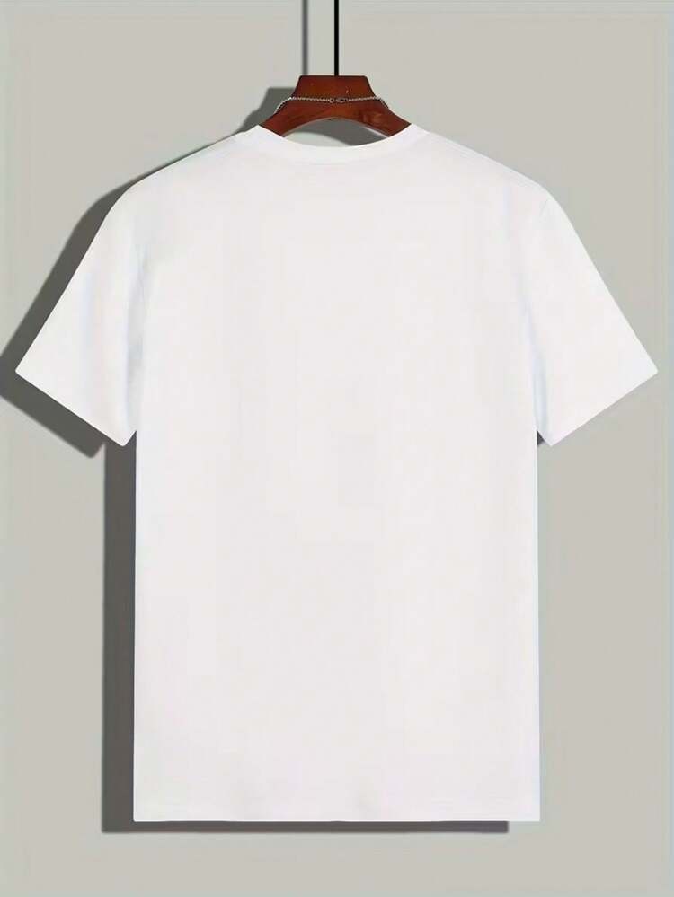 Camiseta de Manga Corta Holgada Casual Versátil con Estampado Divertido, Ideal para Vacaciones, Trabajo y Uso Diario - Blanco 4 - Añade 3