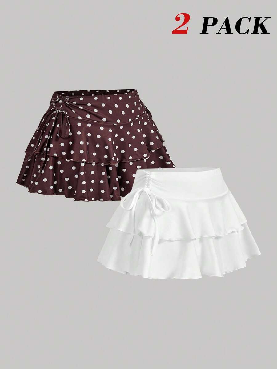 SHEIN MOD 2 chiếc váy xếp nếp eo có dây rút, phong cách học sinh, lấy cảm hứng từ phong cách quý tộc xưa, hoàn hảo cho văn phòng và đi làm, Y2K, thích hợp cho buổi tối hẹn hò, tiệc tùng, hoàng gia, lễ hội và sinh nhật - Nhiều màu - Xem 1