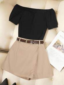 Franclia Women's Elegant Off-Shoulder Two-Piece Outfits - Multicolor - View 6