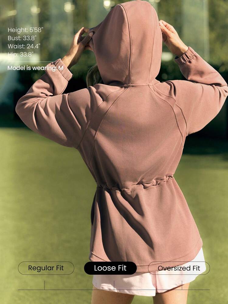 ソフトセリーン モーダル オフデューティー MVP リラックスフィット シルキースムース 通気性 ヒップ丈 ジップアップパーカージャケット デイリーカジュアルウェア 秋冬