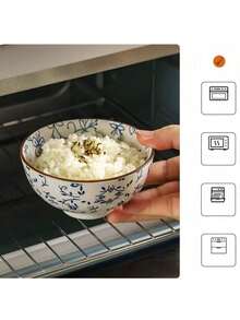 4 件/6 件日式釉下彩陶瓷饭碗、4.5 英寸汤碗、中国风陶瓷碗、沙拉碗、学校用品 - 彩色 - 查看 7