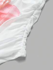 Girlism 少女红色露肩网纱两件套喇叭袖长袖上衣，西部复古/优雅风格 - 白色 - 查看 3