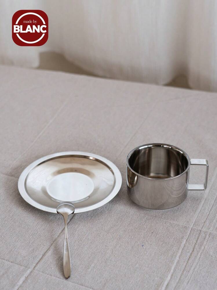 1 Set 6.8 Oz Stainless Steel Coffee Cups Set Espresso Cups, Double Walled Coffee Mugs Drinkware For Latte, Cappuccino, Milk, Tea,For Afternoon Tea Party Christmas For Holiday Gift Giving - Silver - View 5