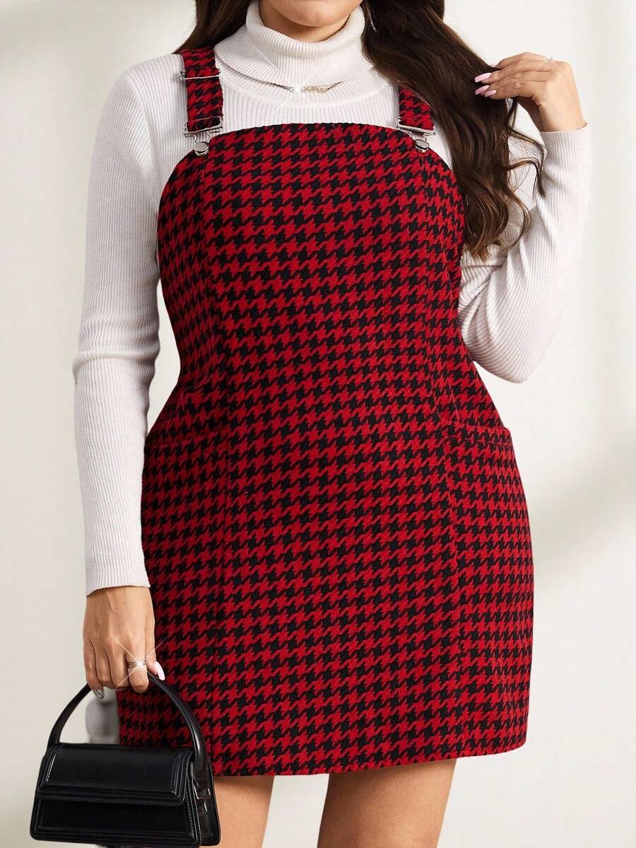 Comfylo 大码女式黑色灯芯绒连衣裙，带口袋和可调节肩带，女士连衣裙，Barnfit 感恩节服装，女士新年服装，冬季连衣裙，冬季服装，女士狂欢服装，毛衣裙