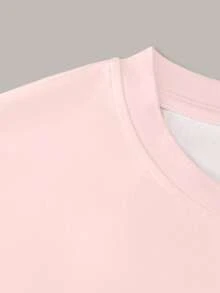 Resyla Floral Pattern Casual Short Sleeve T-Shirt, Versatile For Summer - Pink - View 3