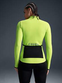 Powerista Women's Neon Green Stand Collar Zip-Up Fitted Cycling Jersey - Neon - View 2