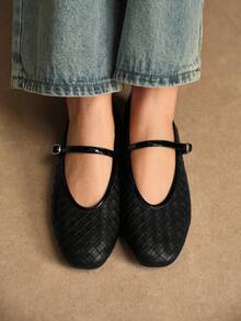 Rosivie 纯色时尚舒适百搭休闲平底鞋，适合日常通勤 - 黑色 - 查看 2