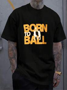 Versatile Baggy Short Sleeve T-Shirt With Fun Basketball Print, Ideal For Vacation, Work And Use - Black 4 - View 1