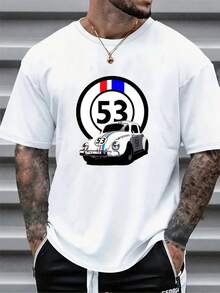 Versatile Casual Loose Fit Short Sleeve T-Shirt With Fun Racing Design Print, For Vacation, Work And Everyday Wear - White - View 3