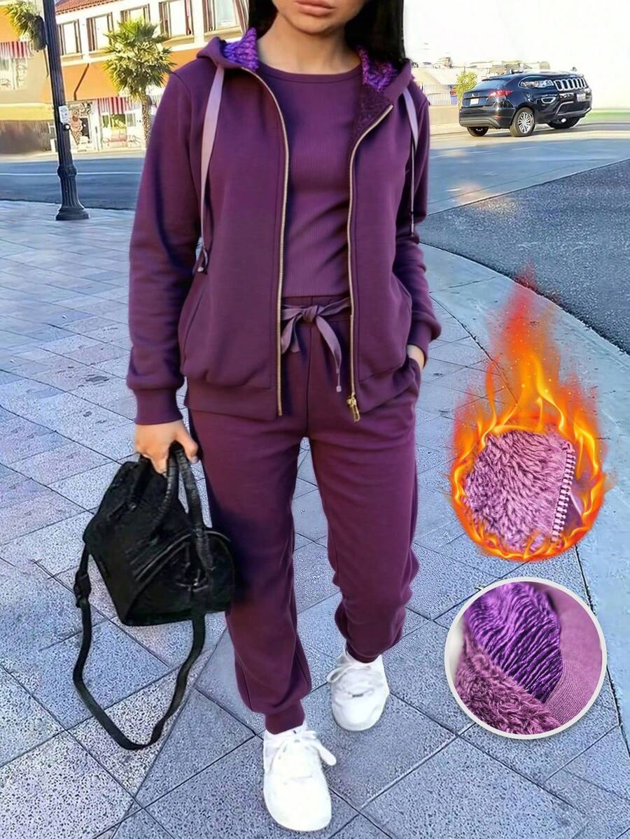 Women Two-Piece Outfits - 深紫色 - 查看 1