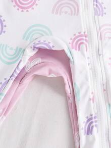 Conjunto de 2 peças de macacão para meninas com estampa de coração e arco-íris e zíper, confortável para usar nas 4 estações - Multicolorido - Ver 4