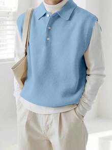 Claim Dot Gilet en tricot de couleur unie pour hommes, décontracté pour l'automne/l'hiver