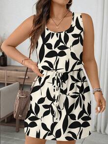 EMERY ROSE 休闲印花优雅无袖长款连衣裙，大码女式夏季沙滩度假宽松连衣裙，适合外出穿着的夏季连衣裙，时尚早春穿搭 - 彩色 - 查看 5