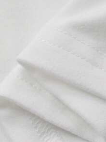 DAZY Girls Casual Knit Round Neck Bow Print Short Sleeve T-Shirt - White - View 7