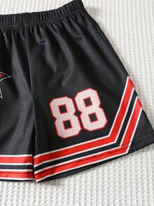 2pcs/Set Young Boy Casual Baseball Sports Style,Number 88,Gothic Chicago Text,Star Graphic Print Short Sleeve T-Shirt And Shorts Set,Summer Clothes - Multicolor - View 11