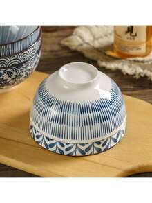 4 件/6 件日式釉下彩陶瓷饭碗、4.5 英寸汤碗、中国风陶瓷碗、沙拉碗、学校用品 - 彩色 - 查看 12