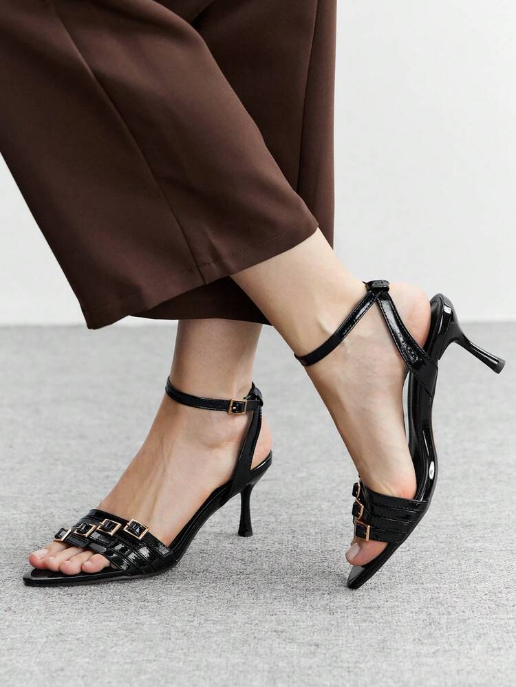 CUCCOO BIZCHIC Fashionable Women's High-Heeled Sandals With Buckle Design, High-Heeled Sandals For Banquets And Parties
